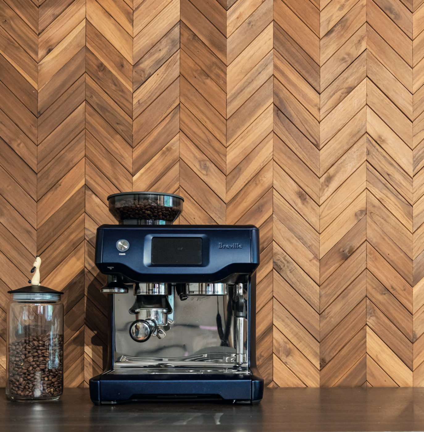 Thermally Modified Teak Hardwood Chevron Pattern Wall Panel Kit