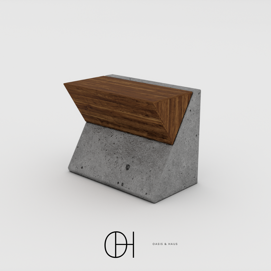 Luna Haus Teak Concrete Bench