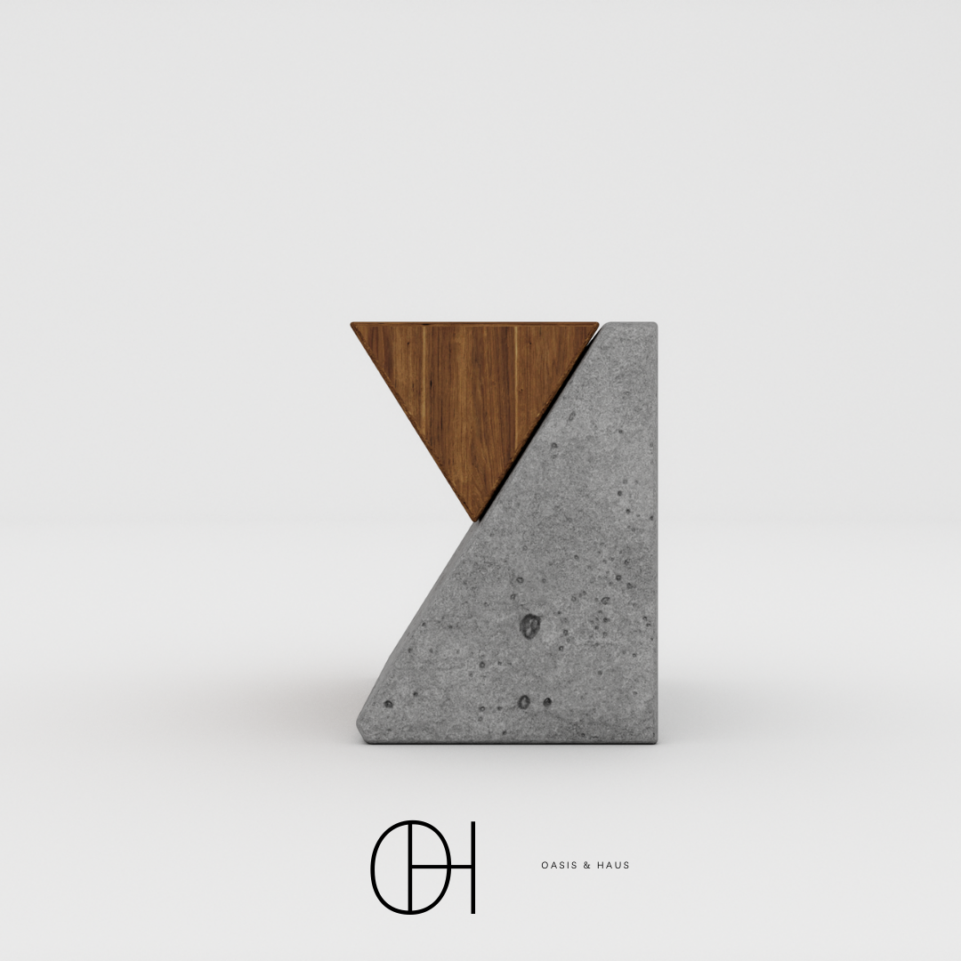 Luna Haus Teak Concrete Bench