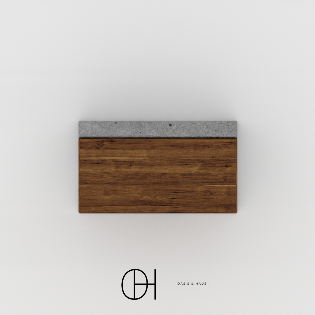 Luna Haus Teak Concrete Bench