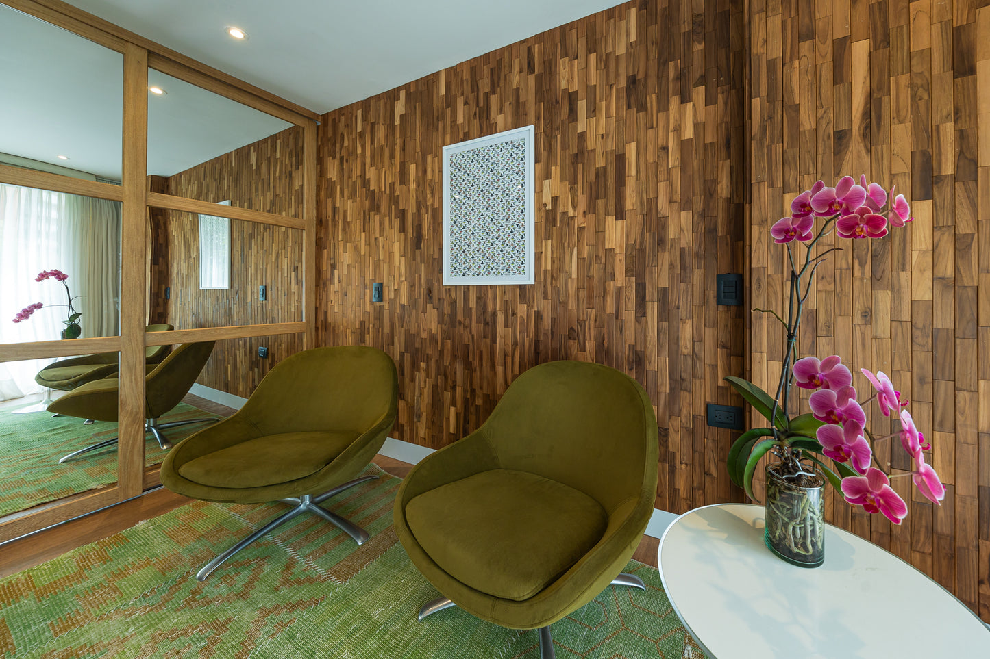 Thermally Modified Dark Teak Hardwood Brick Wall Panel Kit