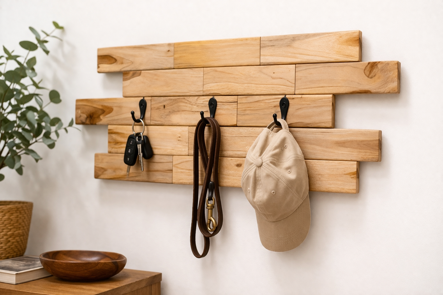 Modern Teak Wall Key Holder