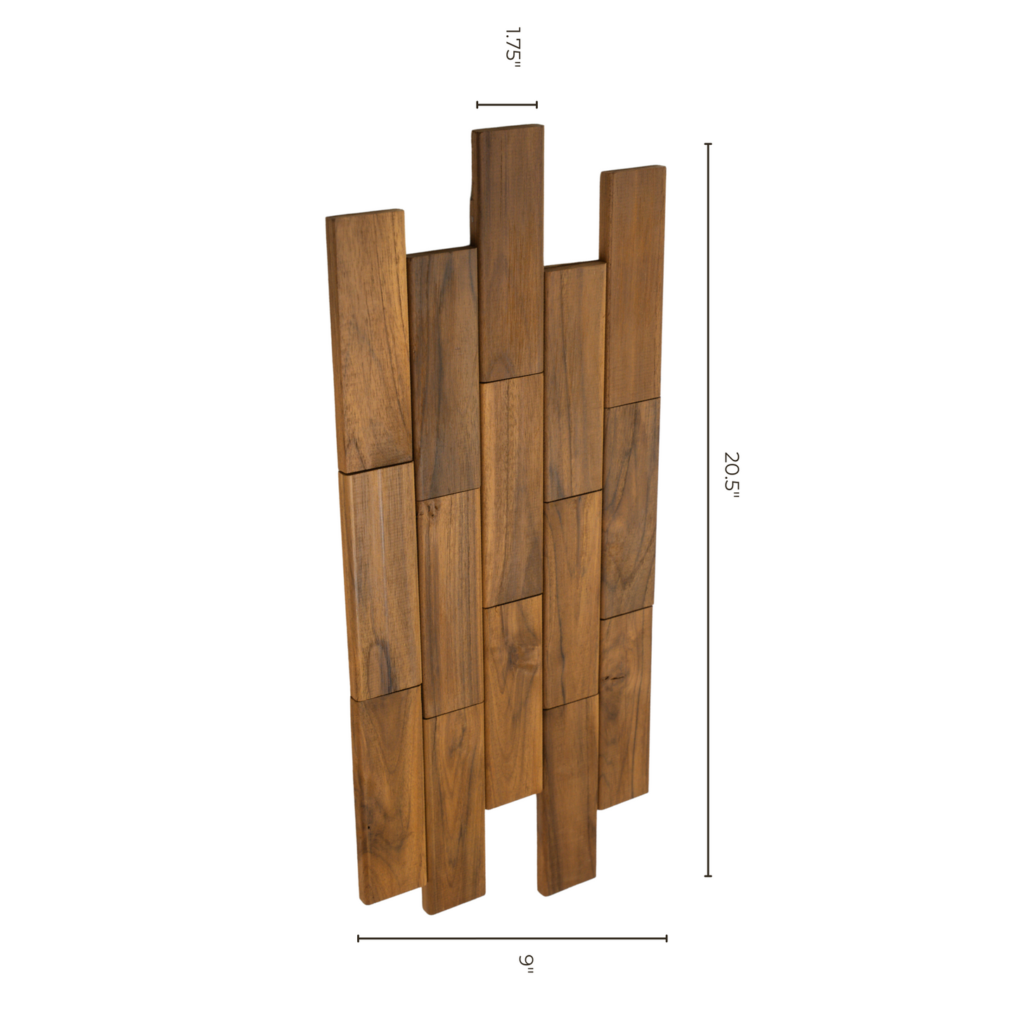 Teak Slatted Wall Planter with Matte Black Bracket